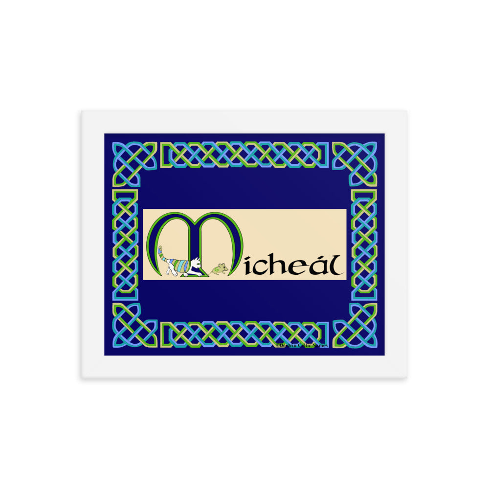 Mícheál (Michael) - Personalized framed poster with Irish name Mícheál