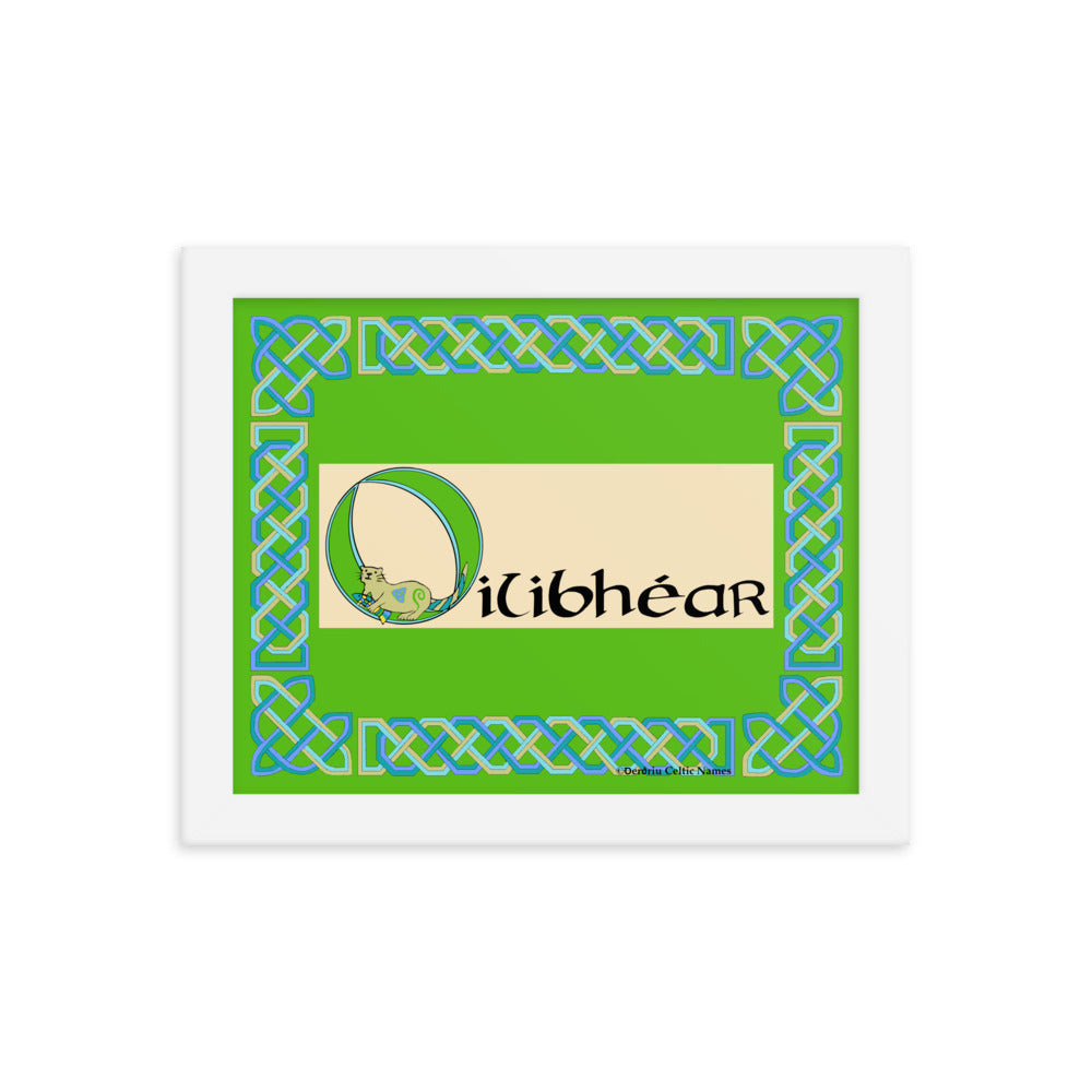 Oilibhéar (Oliver) - Personalized framed poster with Irish name Oilibhéar