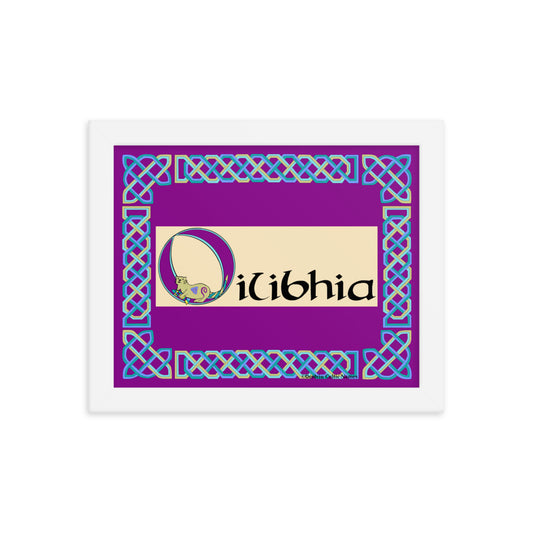 Oilibhia (Olivia) - Personalized framed poster with Irish name Oilibhia