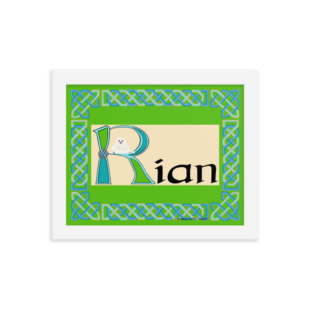 Rían (Ryan) - Personalized framed poster with Irish name Rían