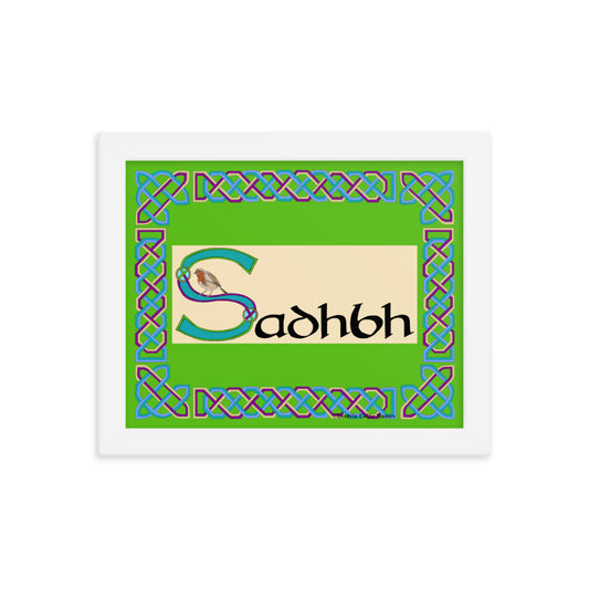 Sadhbh (Sophia) - Personalized framed poster with Irish name Sadhbh