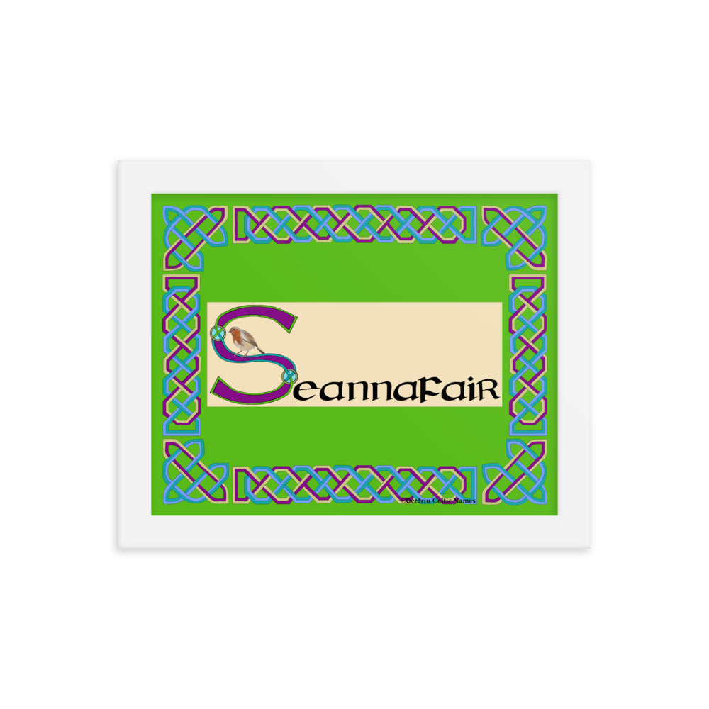 Seannafair (Jennifer) - Personalized framed poster with Irish name Seannafair