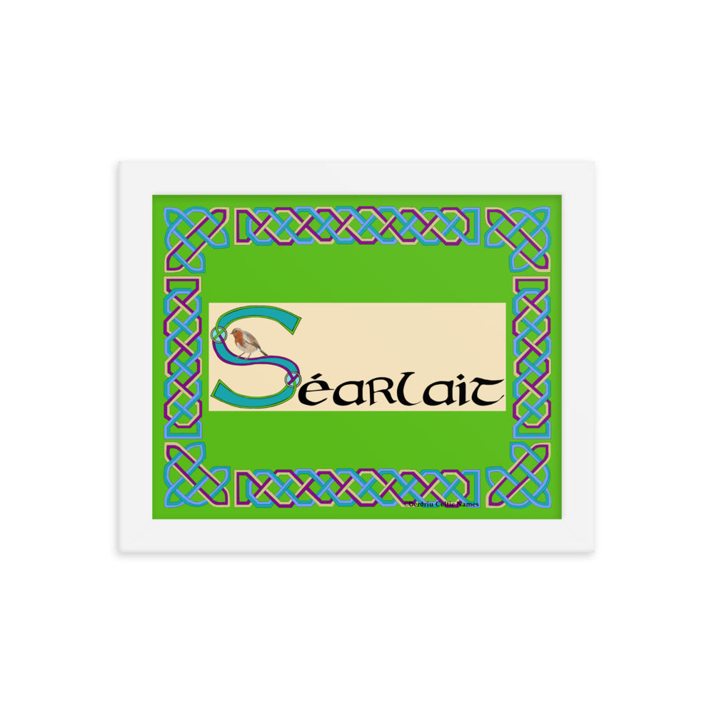 Séarlait (Charlotte) - Personalized framed poster with Irish name Séarlait