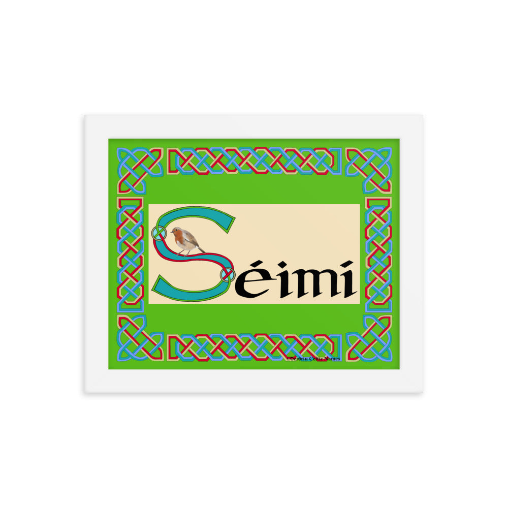 Séimí (Jamie) - Personalized framed poster with Irish name Séimí