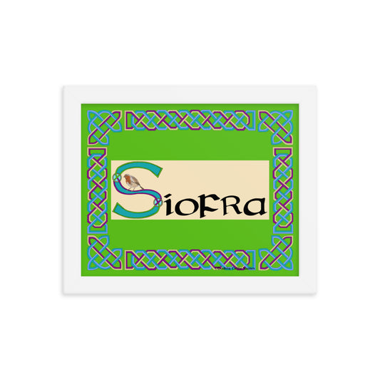 Síofra (Pixie) - Personalized framed poster with Irish name Síofra