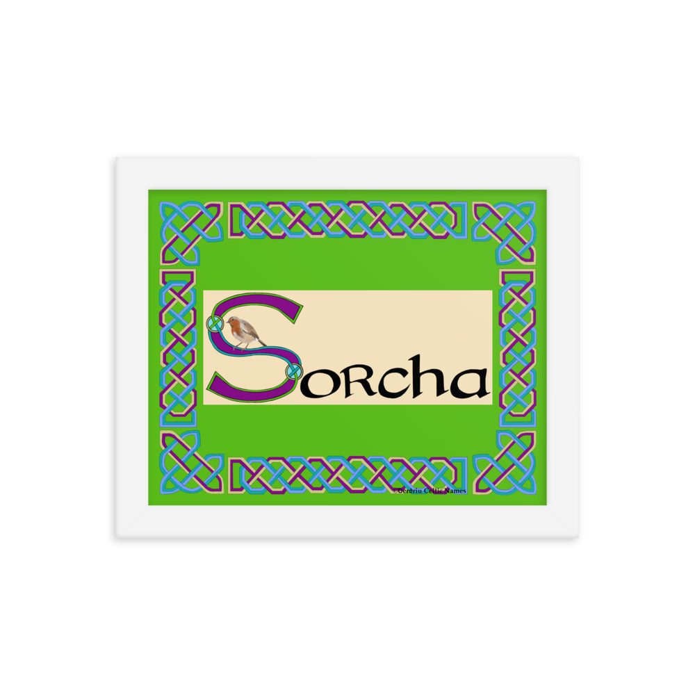 Sorcha (Claire) - Personalized framed poster with Irish name Sorcha