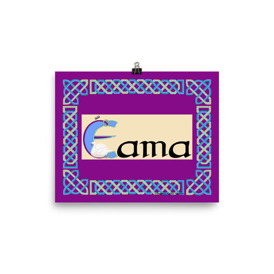 Éama (Emma) - Personalized Poster with Irish name Éama