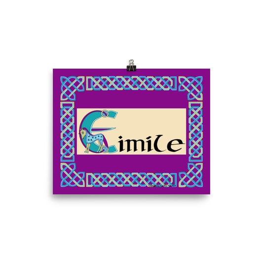 Eimíle (Emily) - Personalized Poster with Irish name Eimíle