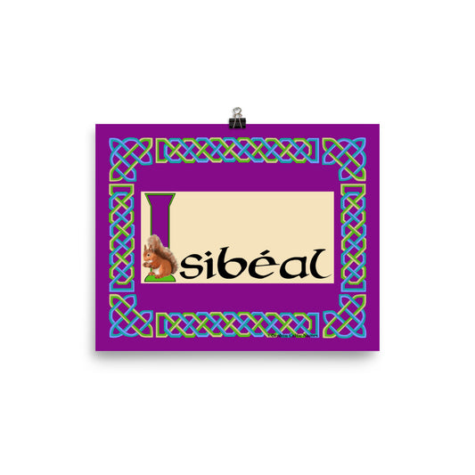 Isibéal (Isabel) - Personalized Poster with Irish name Isibéal