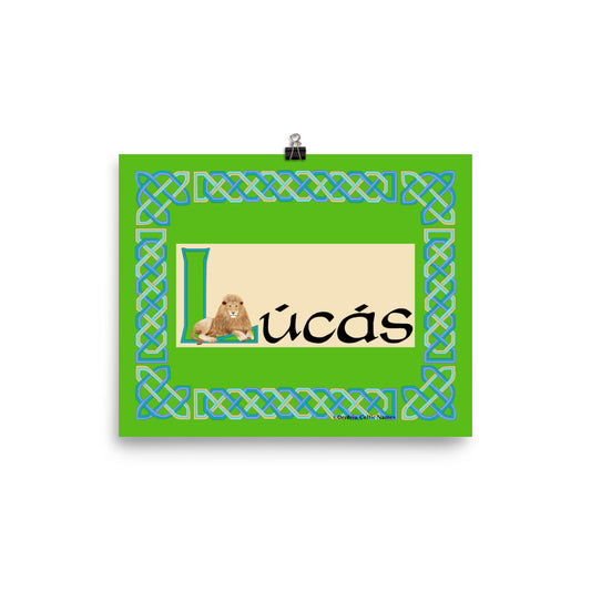 Lúcás (Luke) - Personalized Poster with Irish name Lúcás