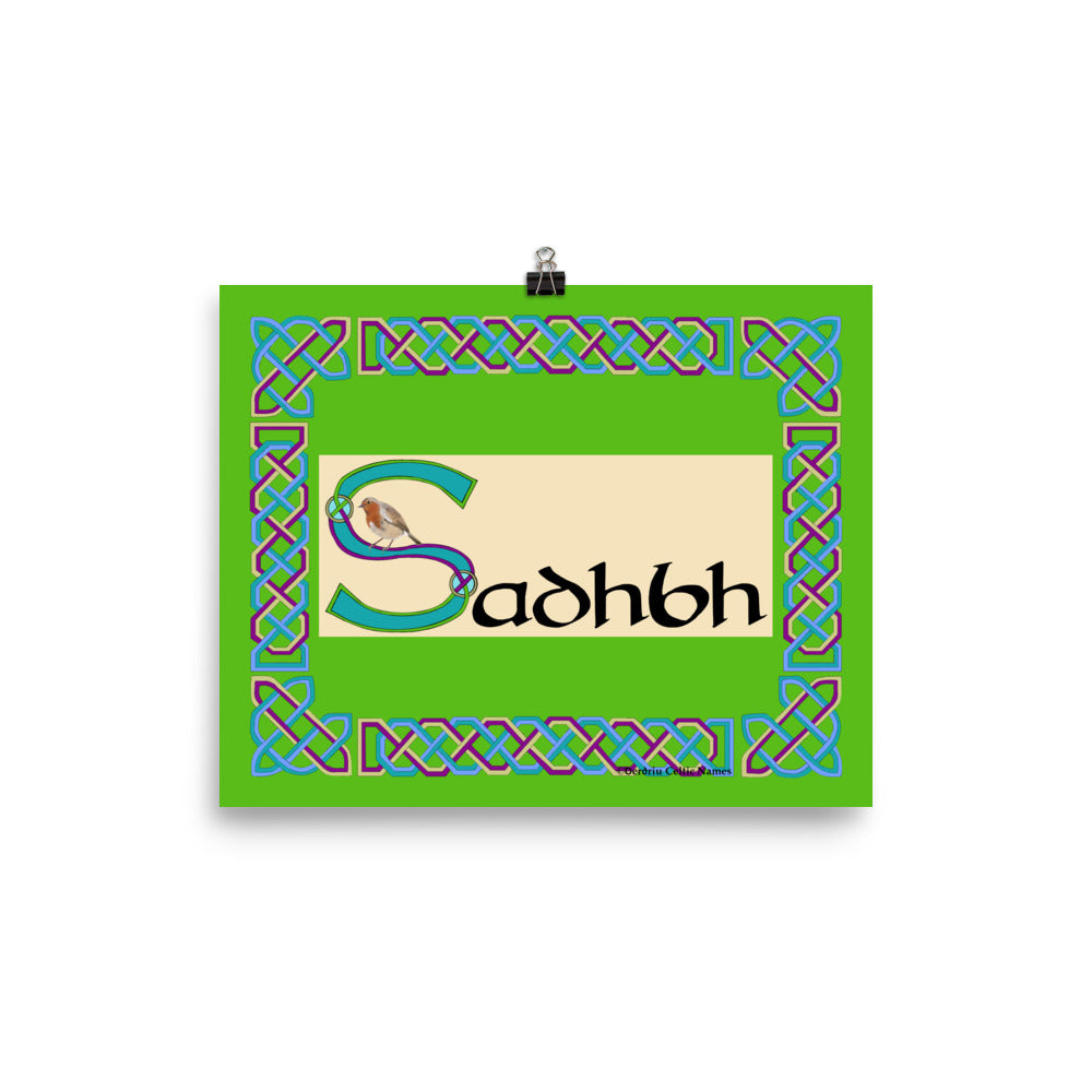 Sadhbh (Sarah) - Personalized Poster with Irish name Sadhbh