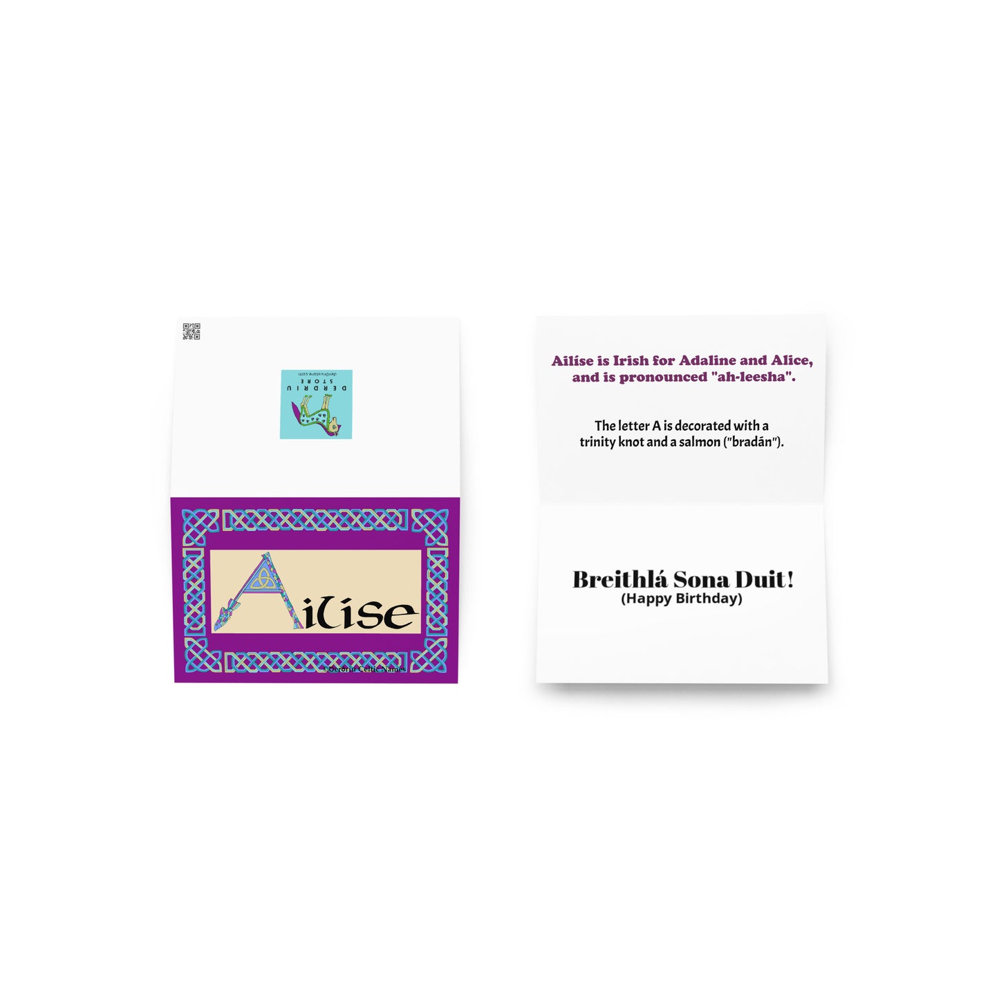 Ailíse (Alice) Personalized Irish Language Birthday Card