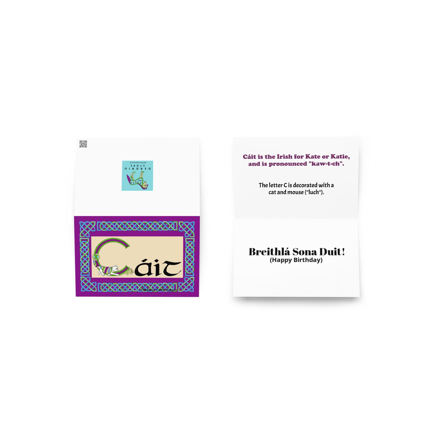 Cáit (Kate) Personalized Irish Language Birthday Card