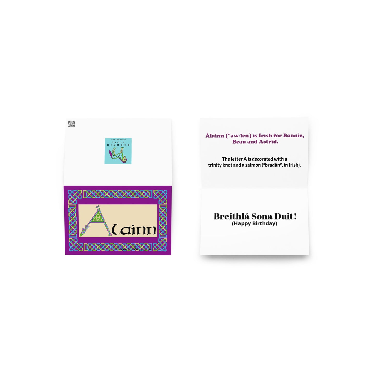 Álainn (Bonnie) Personalized Irish Language Birthday Card