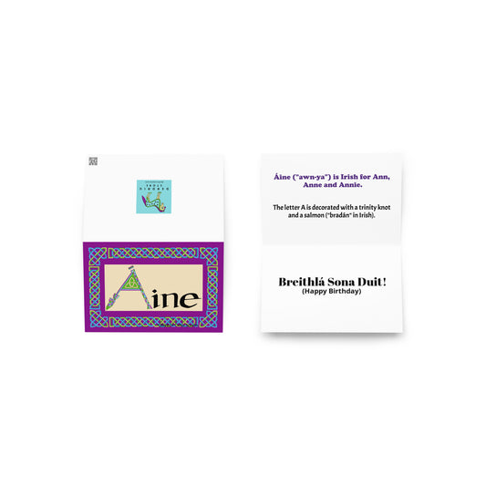 Áine (Annie) Personalized Irish Language Birthday Card