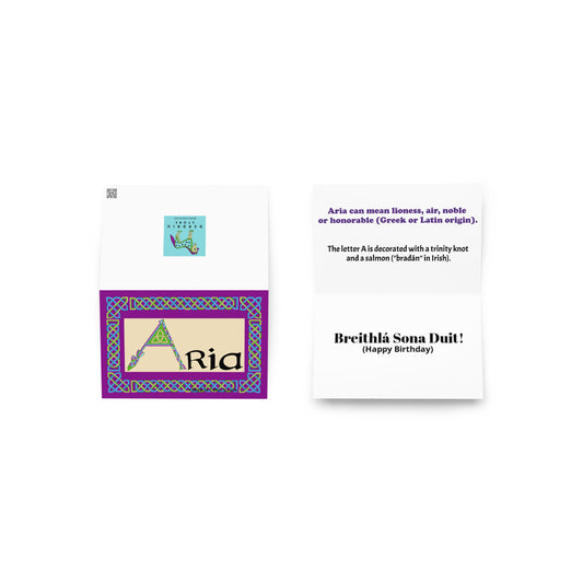 Aria Personalized Irish Language Birthday Card