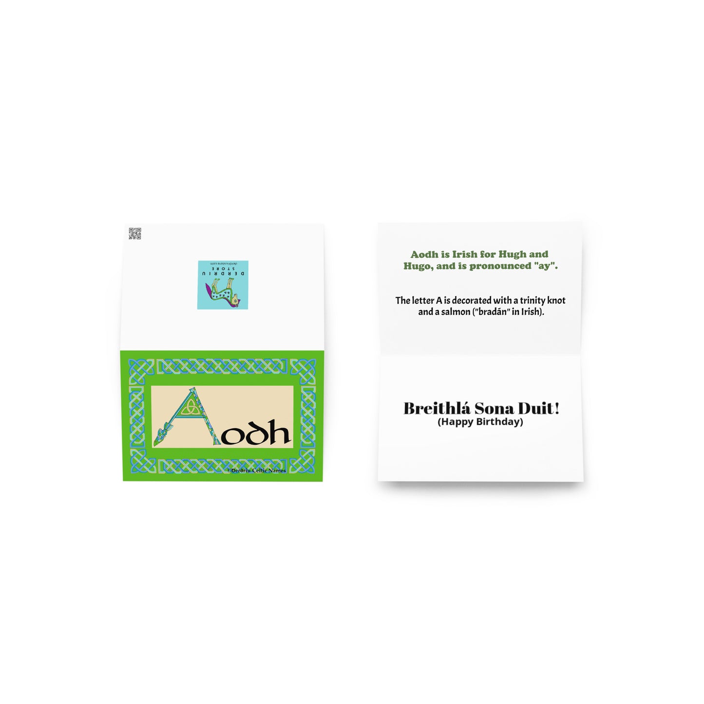 Aodh (Hugh, Hugo) Personalized Irish Language Birthday Card