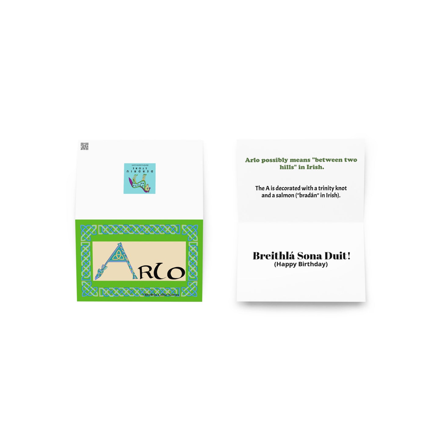 Arlo Personalized Irish Language Birthday Card