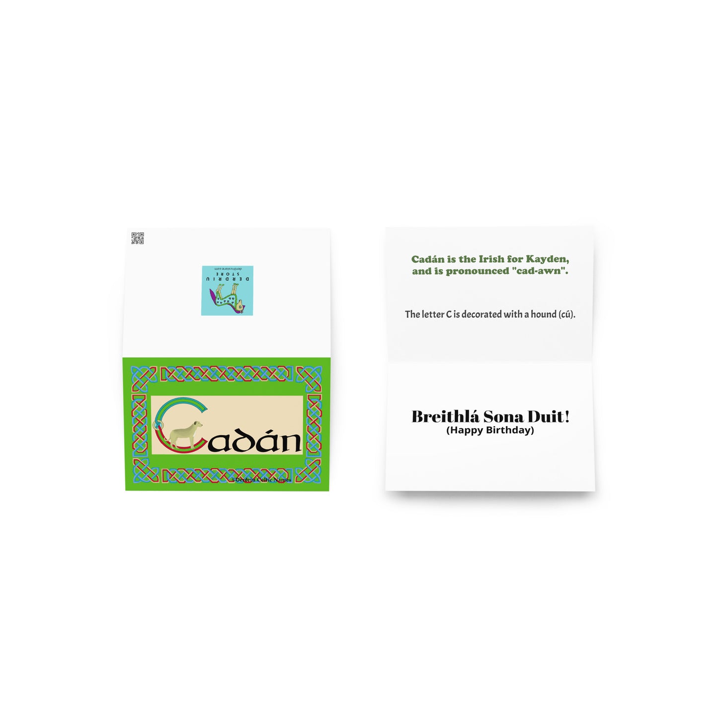 Cadán (Kayden) Personalized Irish Language Birthday Card