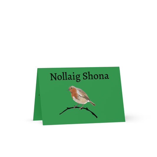 Nollaig Shona (Happy Christmas) Green Irish Language Christmas Card