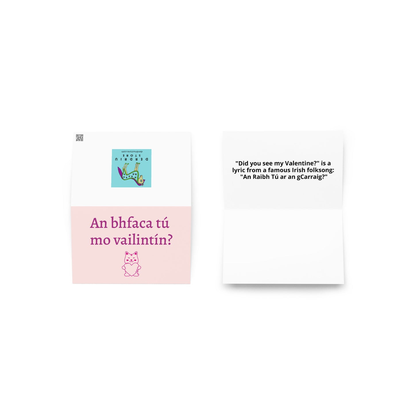 An bhfaca tú mo vailintín? (Did you see my Valentine?) Irish Language Valentine's Day card