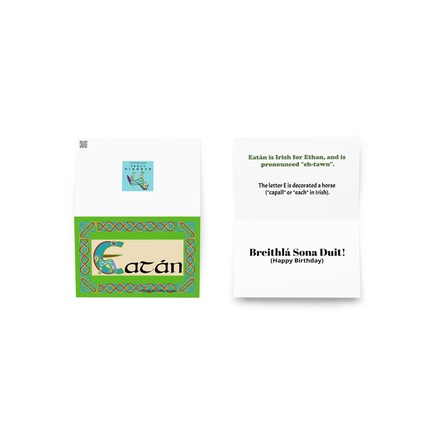 Eatán (Ethan) Personalized Irish Language Birthday Card