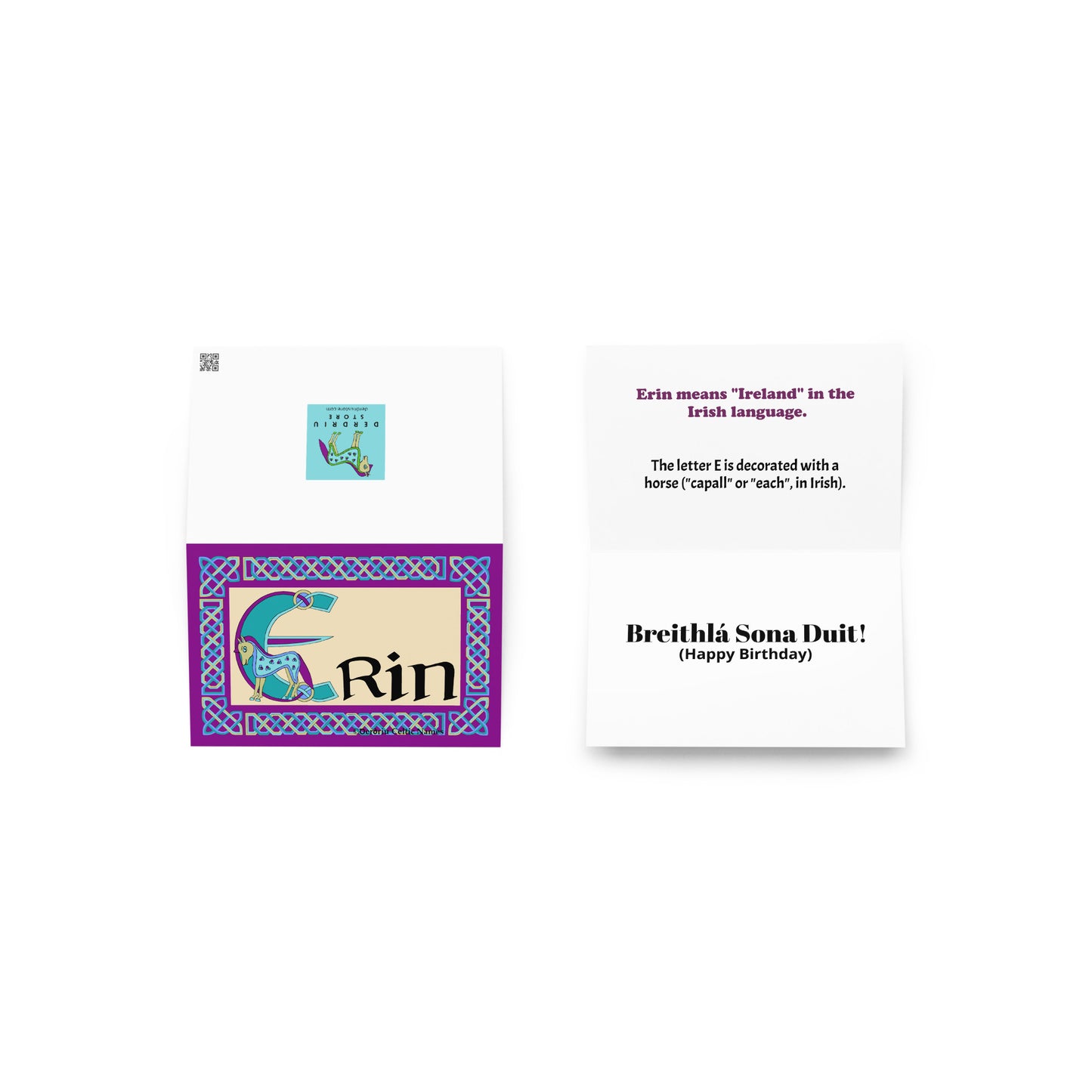 Erin Personalized Irish Language Birthday Card