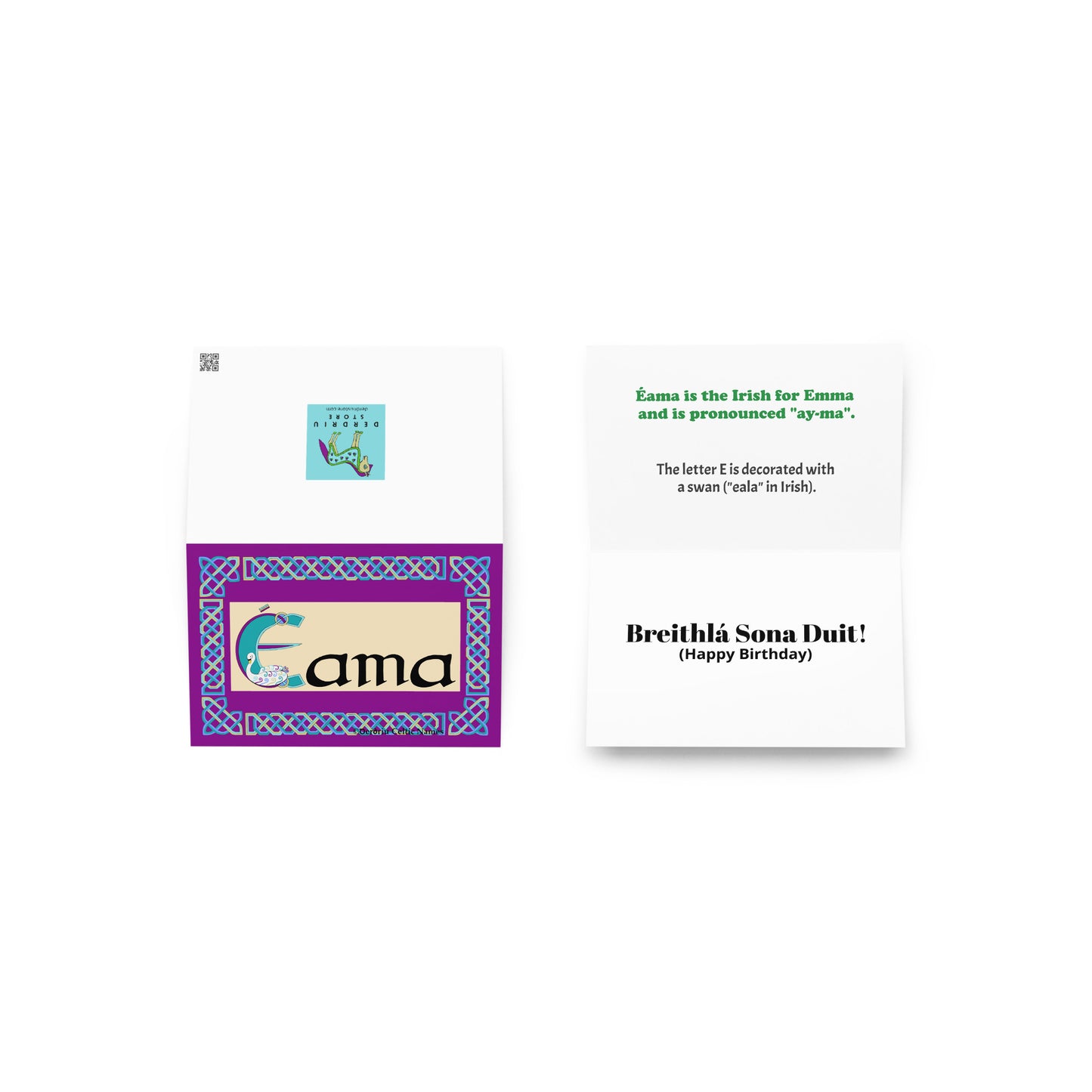 Éama (Emma) Personalized Irish Language Birthday Card