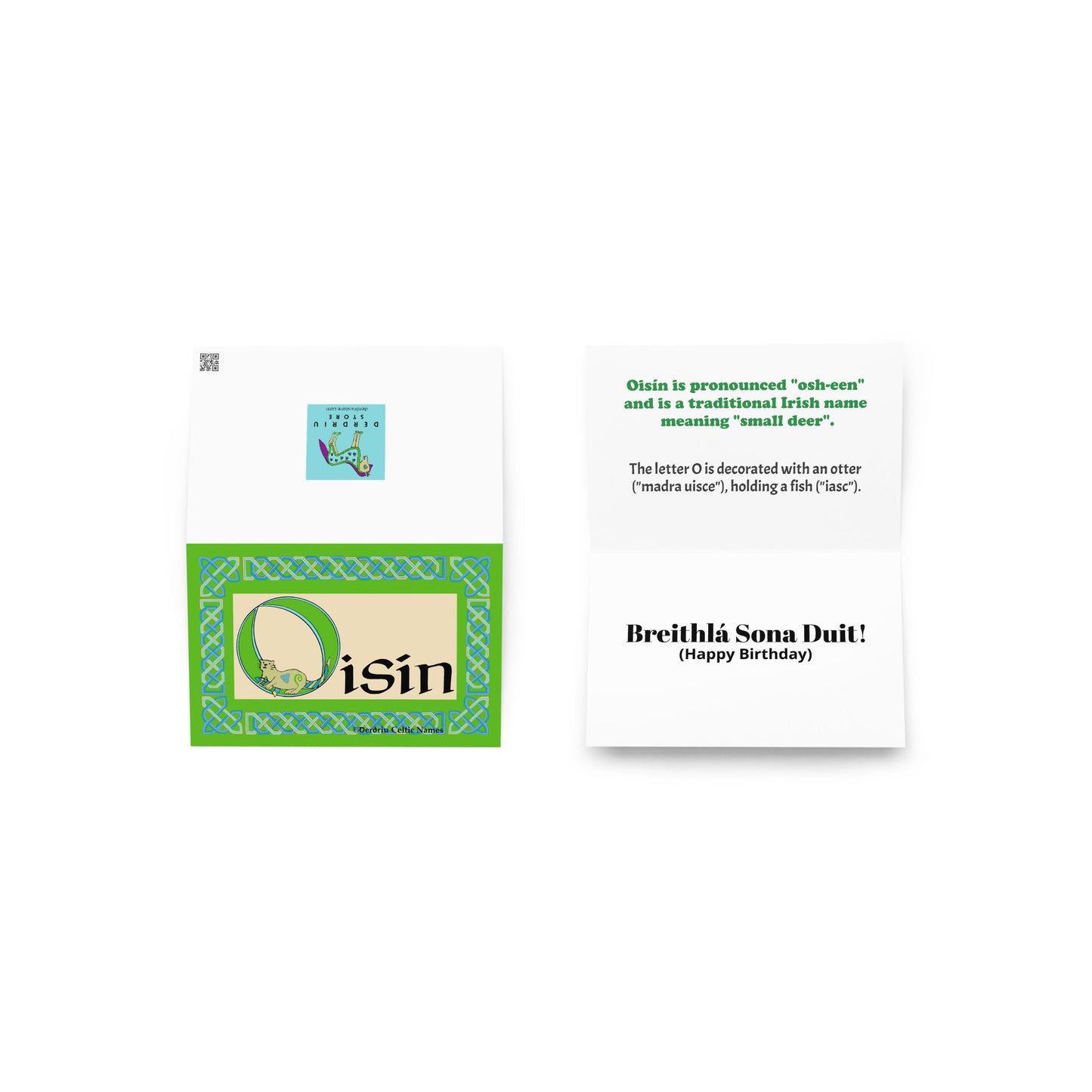 Oisín Personalized Irish Language Birthday Card