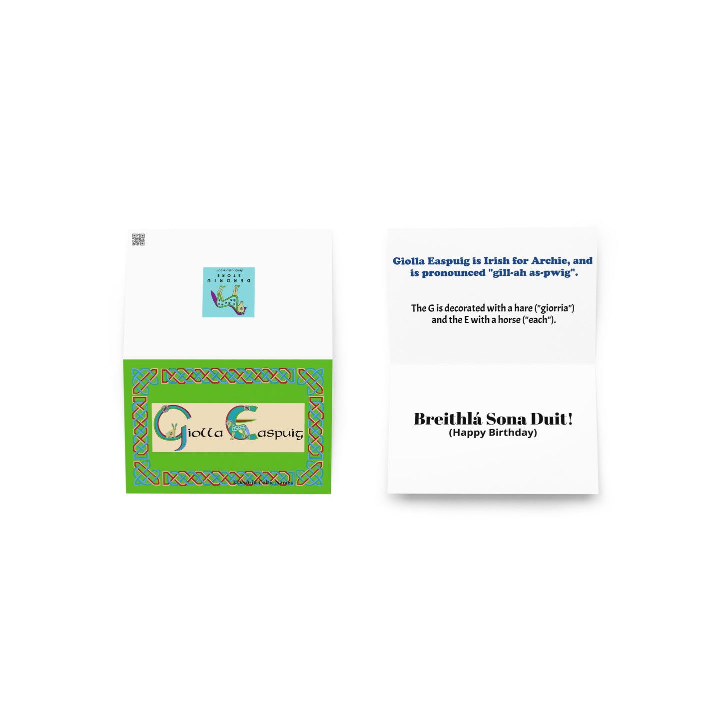 Giolla Easpuig (Archie) Personalized Irish Language Birthday Card