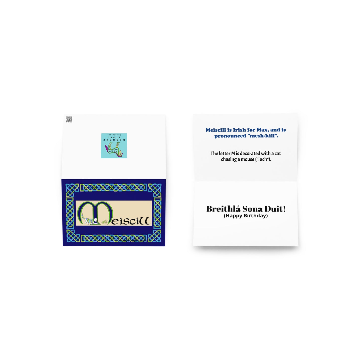 Meiscill (Max) Personalized Irish Language Birthday Card