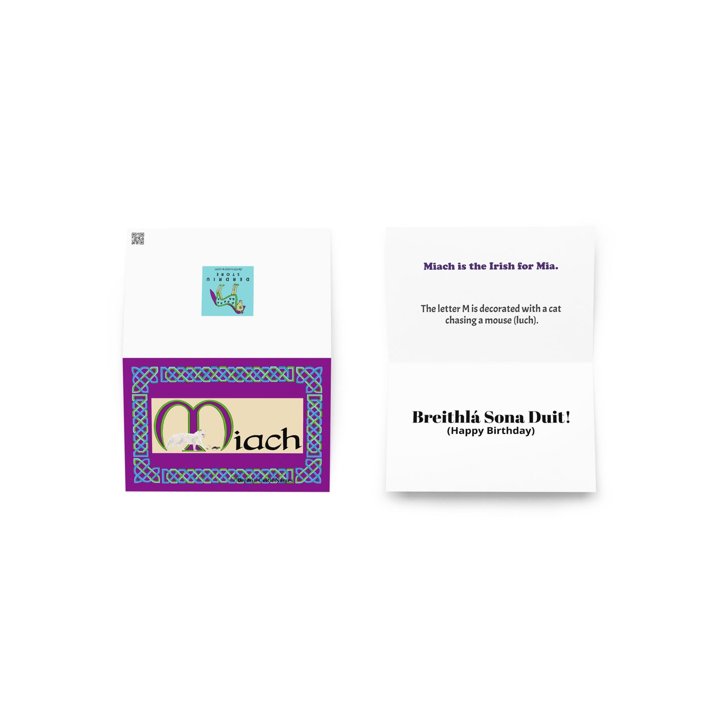 Miach (Mia) Personalized Irish Language Birthday Card