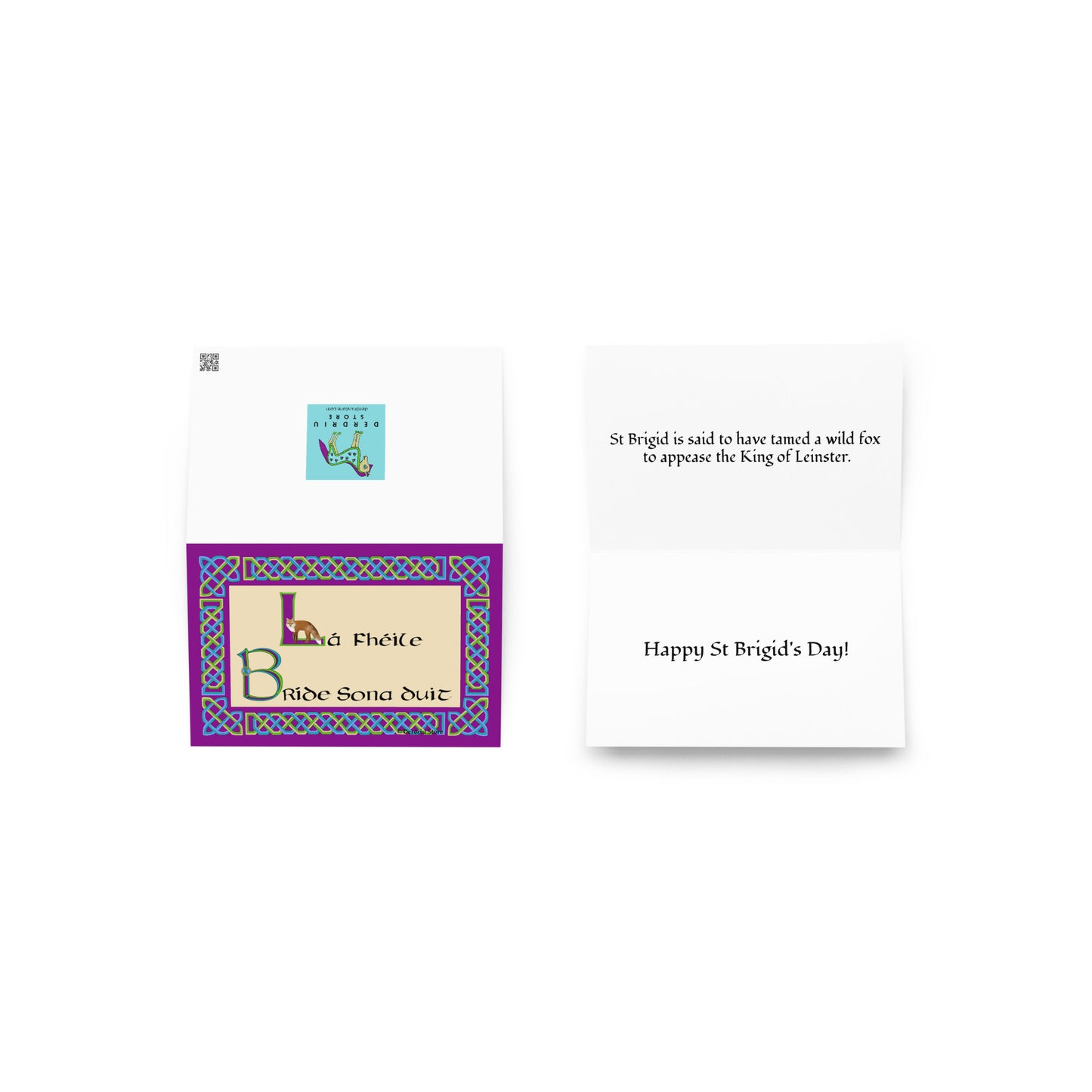 Lá Fhéile Bríde Sona Duit  (Happy St Brigid's Day) Celtic Knotwork and Calligraphy Irish Language Greeting Card