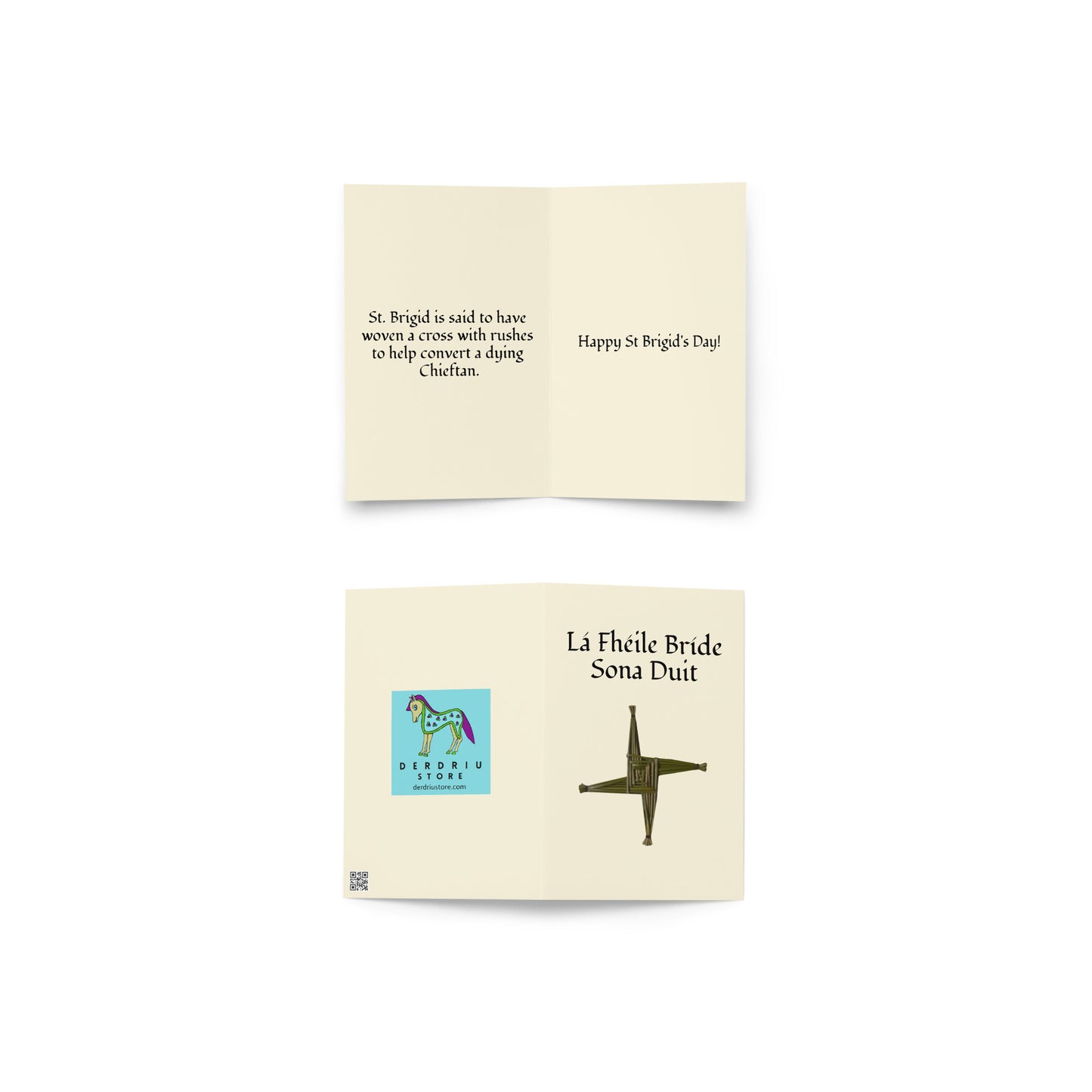 Lá Fhéile Bríde Sona Duit (Happy St Brigid's Day) - Irish Language Greeting Card (Cross Design)