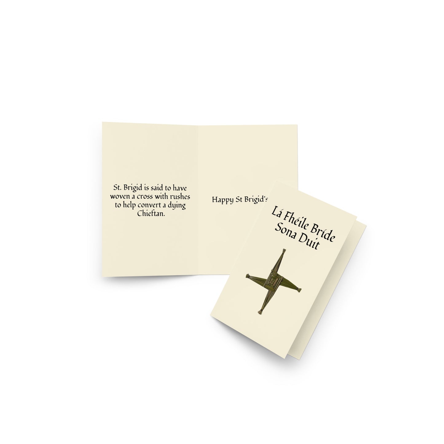 Lá Fhéile Bríde Sona Duit (Happy St Brigid's Day) - Irish Language Greeting Card (Cross Design)