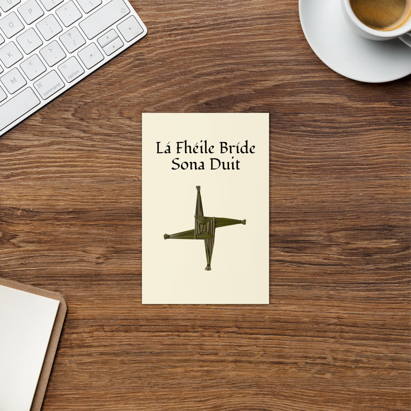 Lá Fhéile Bríde Sona Duit (Happy St Brigid's Day) - Irish Language Greeting Card (Cross Design)
