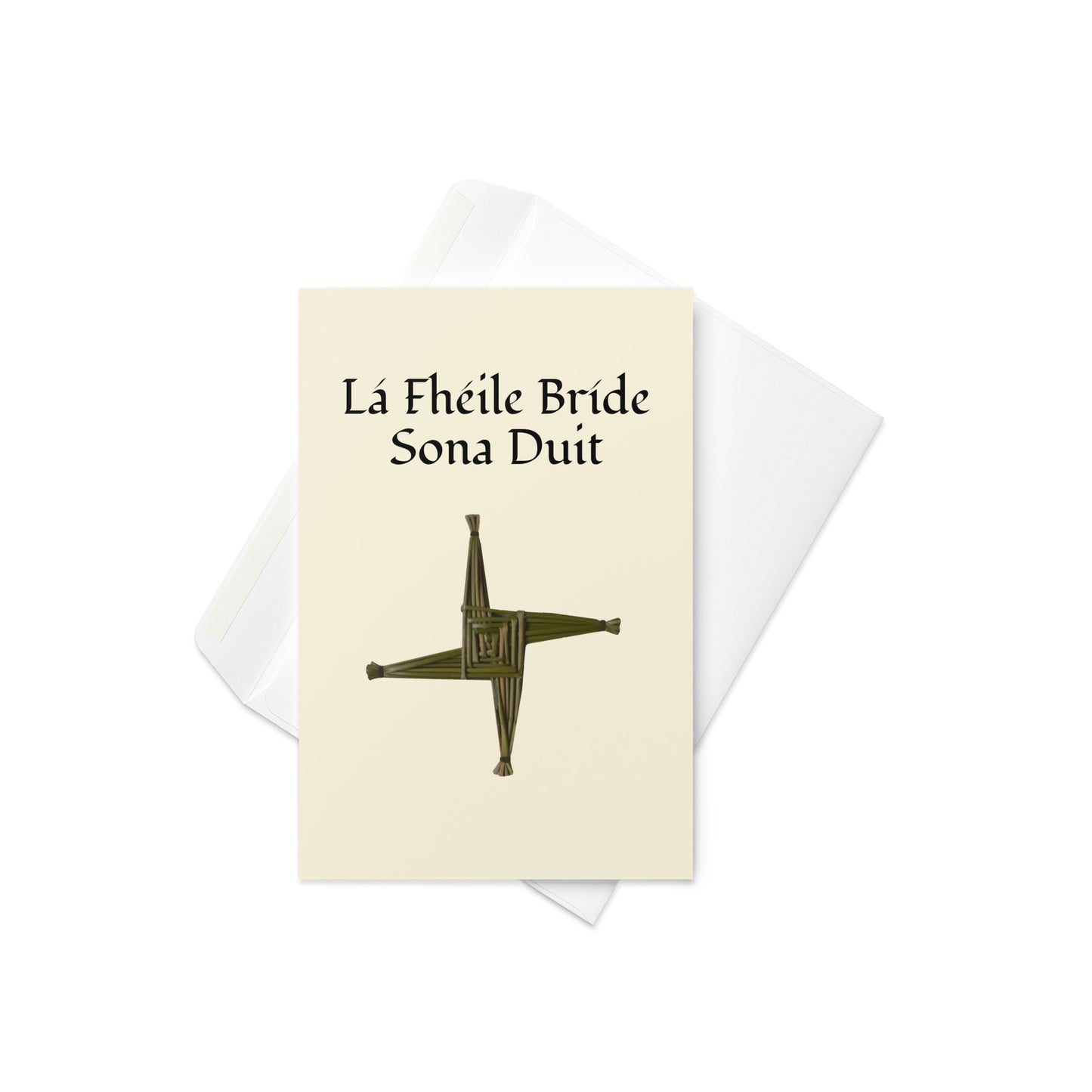 Lá Fhéile Bríde Sona Duit (Happy St Brigid's Day) - Irish Language Greeting Card (Cross Design)