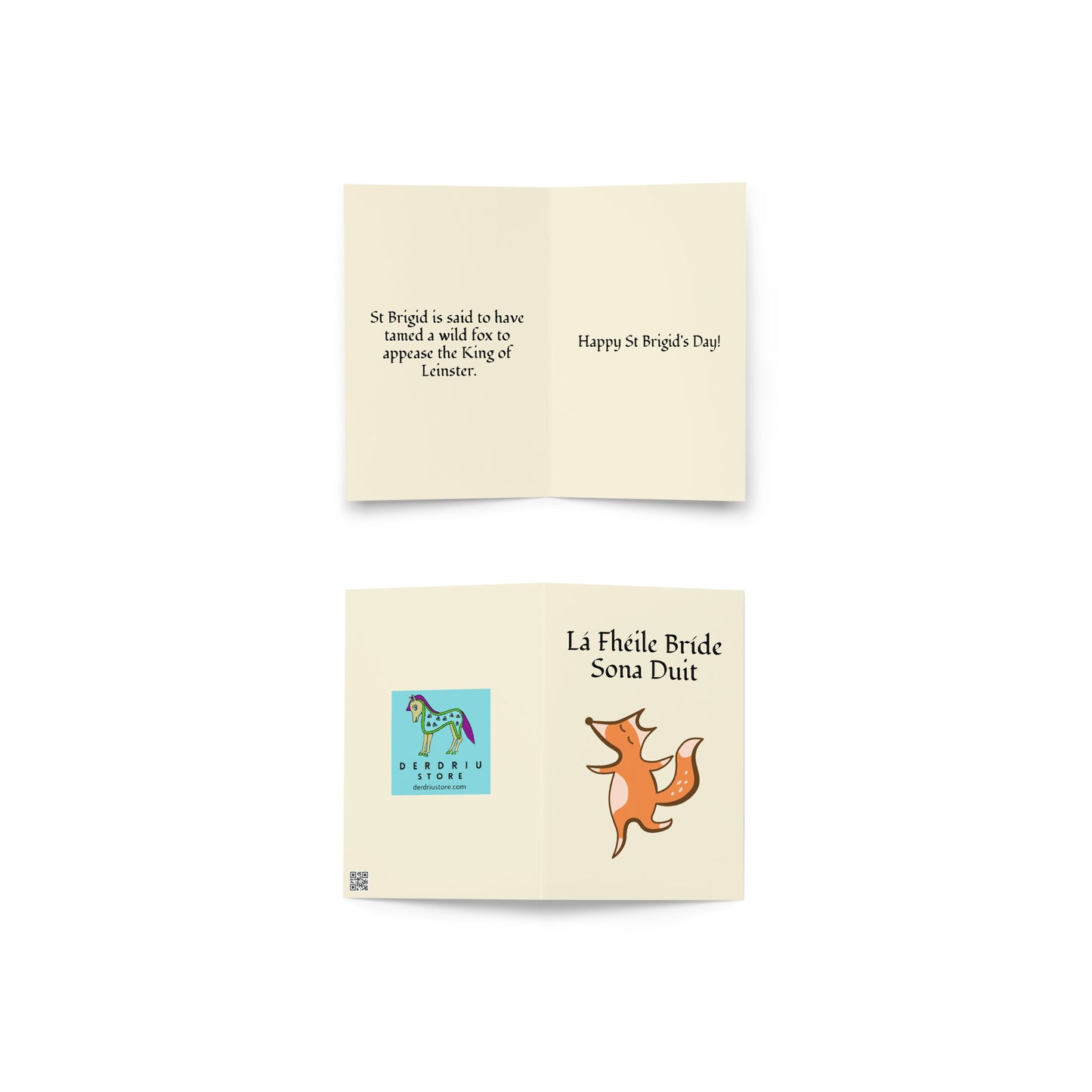 Lá Fhéile Bríde Sona Duit (Happy St Brigid's Day) - Irish Language Greeting Card (Fox Design)