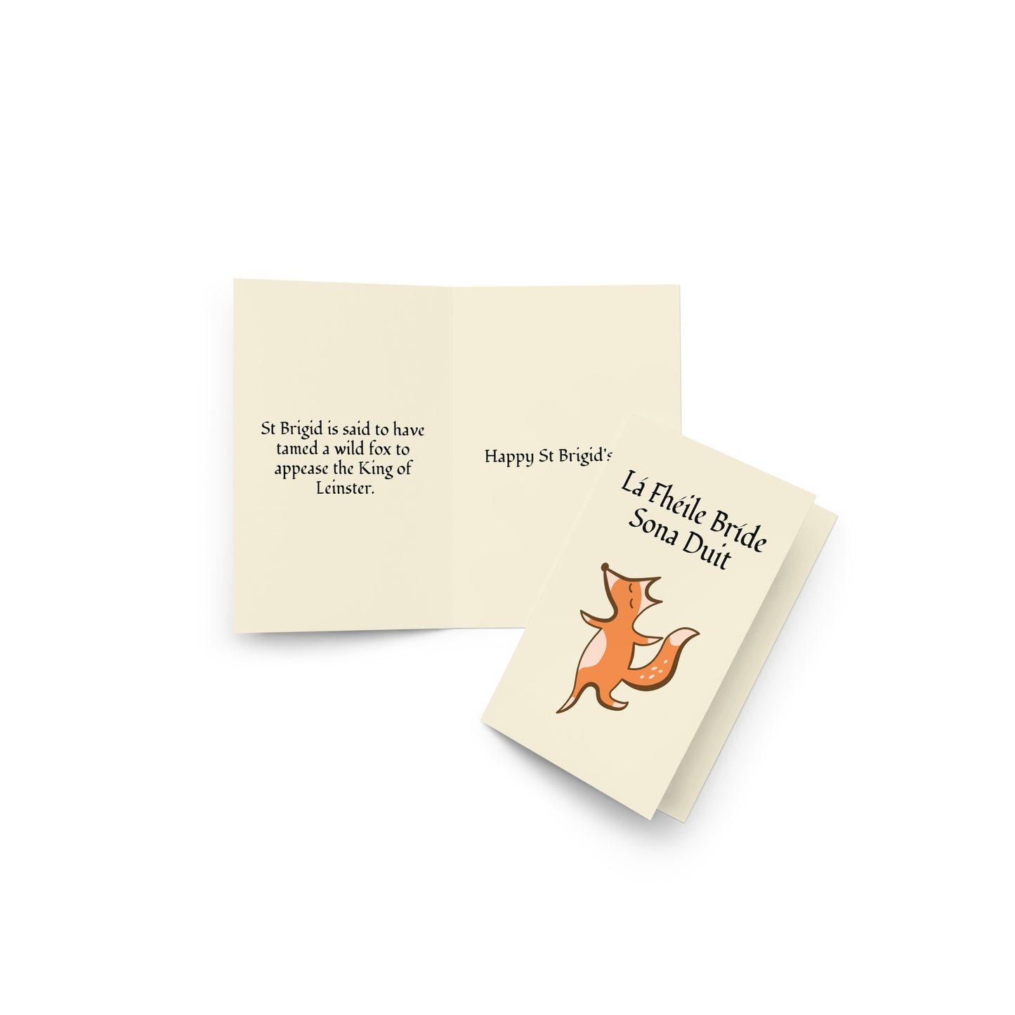 Lá Fhéile Bríde Sona Duit (Happy St Brigid's Day) - Irish Language Greeting Card (Fox Design)
