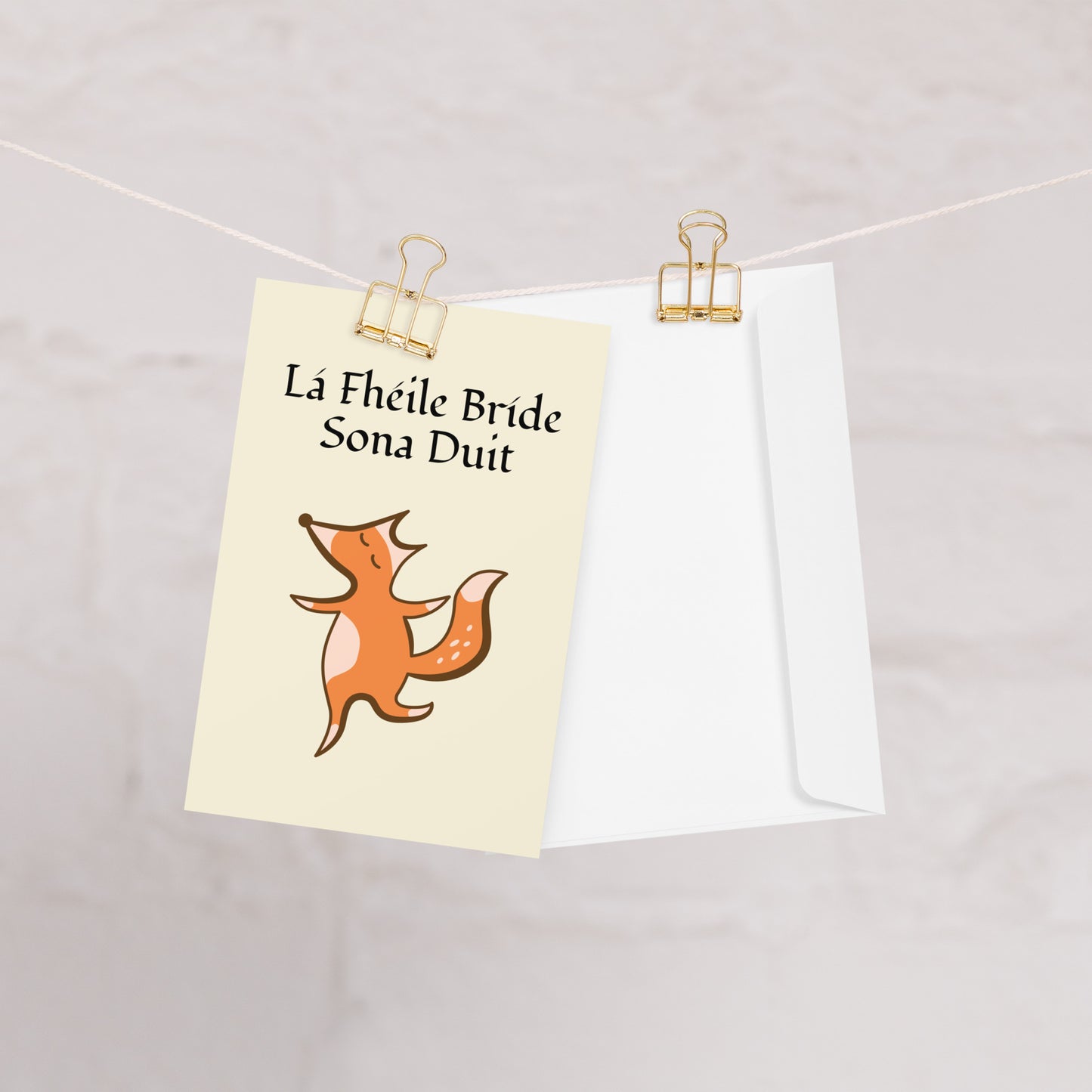 Lá Fhéile Bríde Sona Duit (Happy St Brigid's Day) - Irish Language Greeting Card (Fox Design)