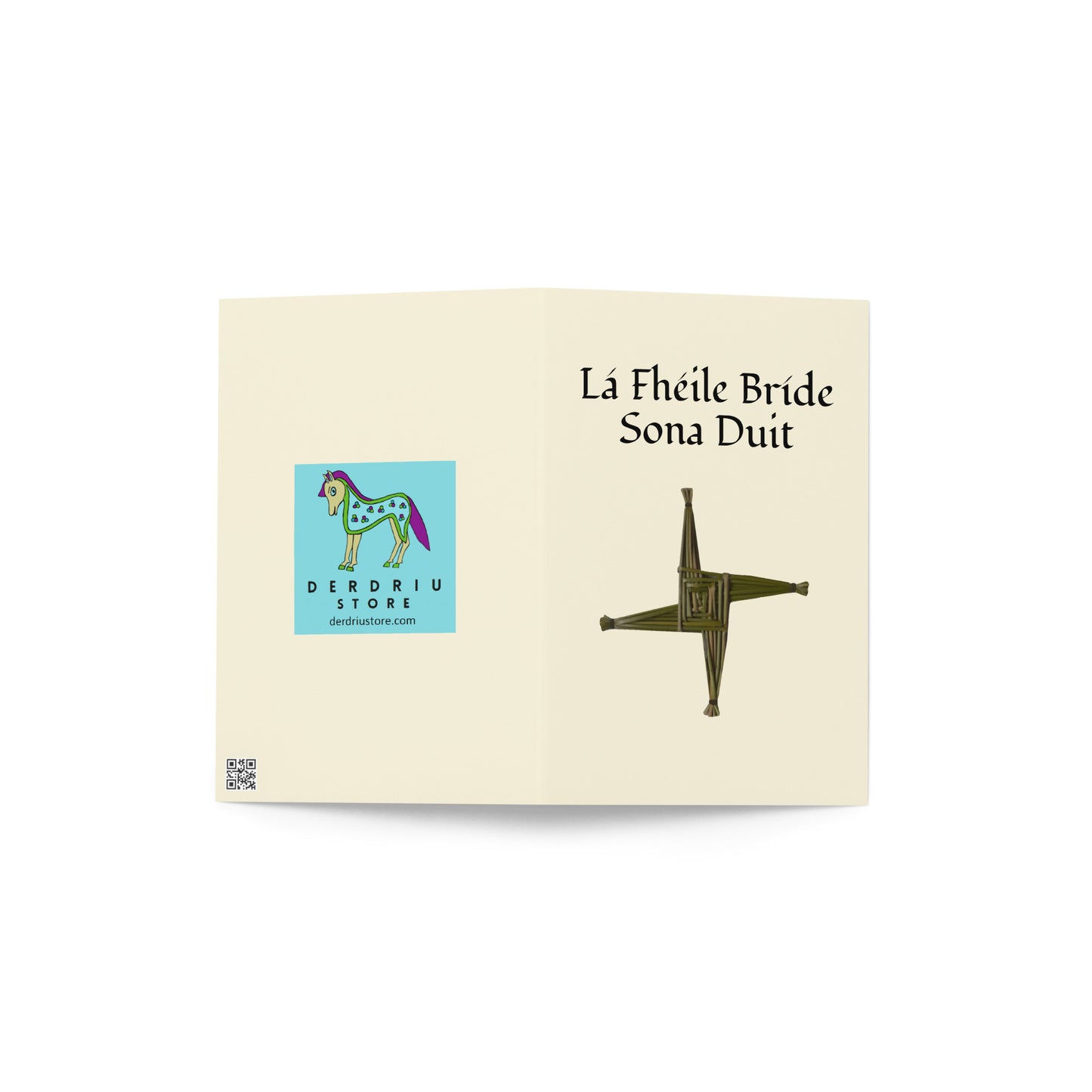 Lá Fhéile Bríde Sona Duit (Happy St Brigid's Day) - Irish Language Greeting Card (Cross Design)