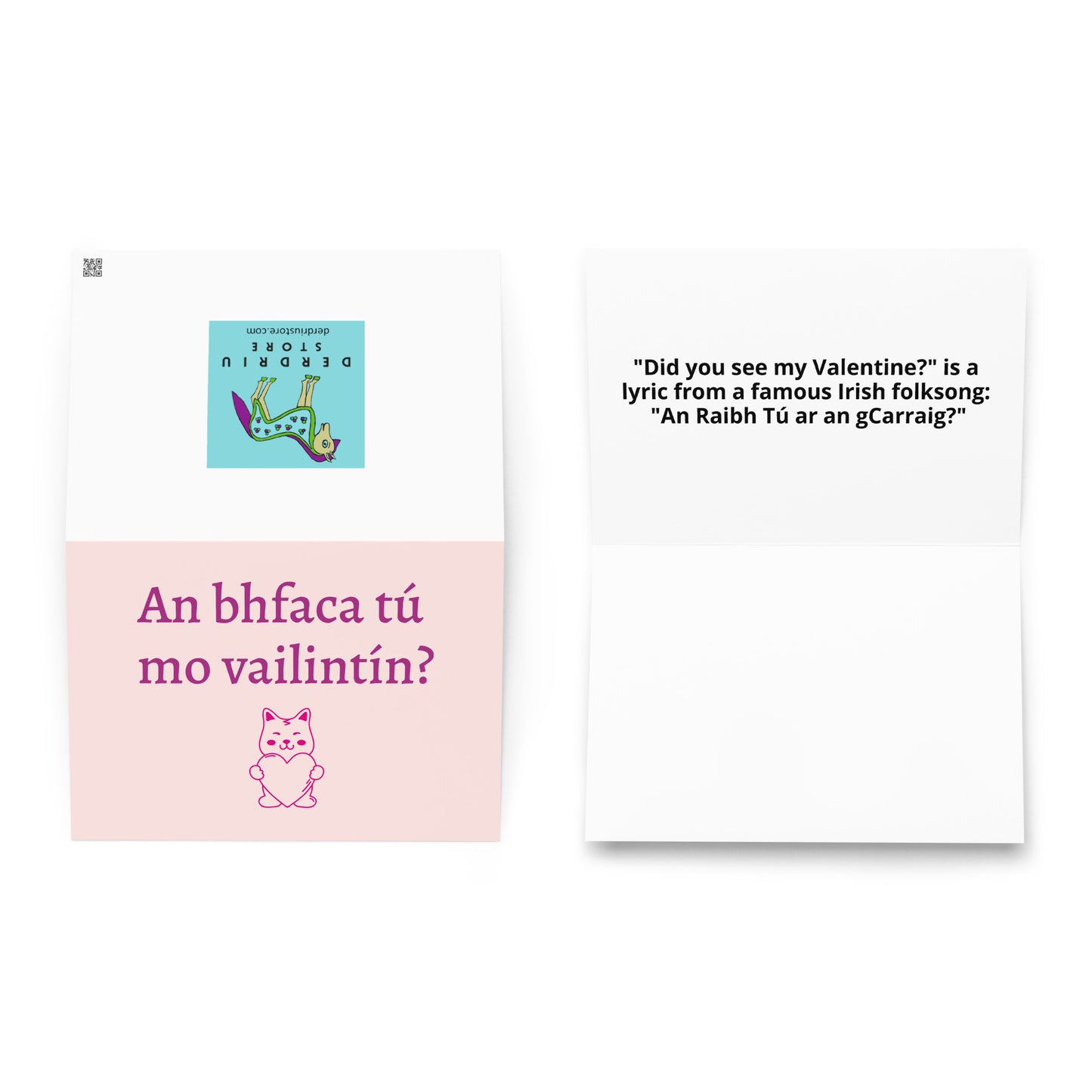 An bhfaca tú mo vailintín? (Did you see my Valentine?) Irish Language Valentine's Day card