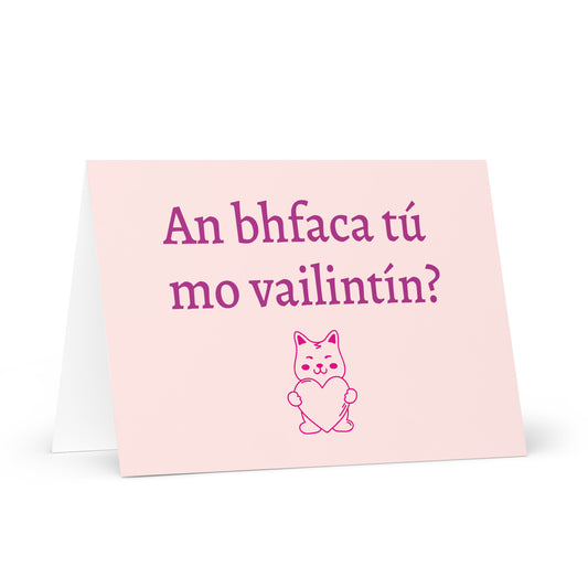 An bhfaca tú mo vailintín? (Did you see my Valentine?) Irish Language Valentine's Day card