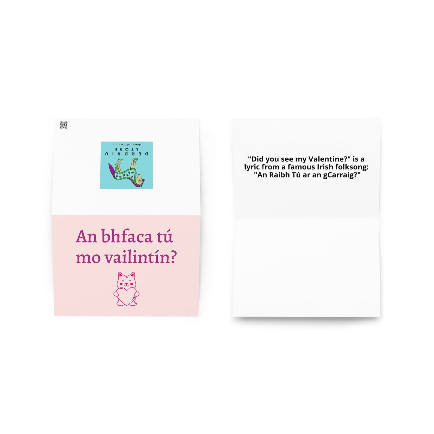 An bhfaca tú mo vailintín? (Did you see my Valentine?) Irish Language Valentine's Day card