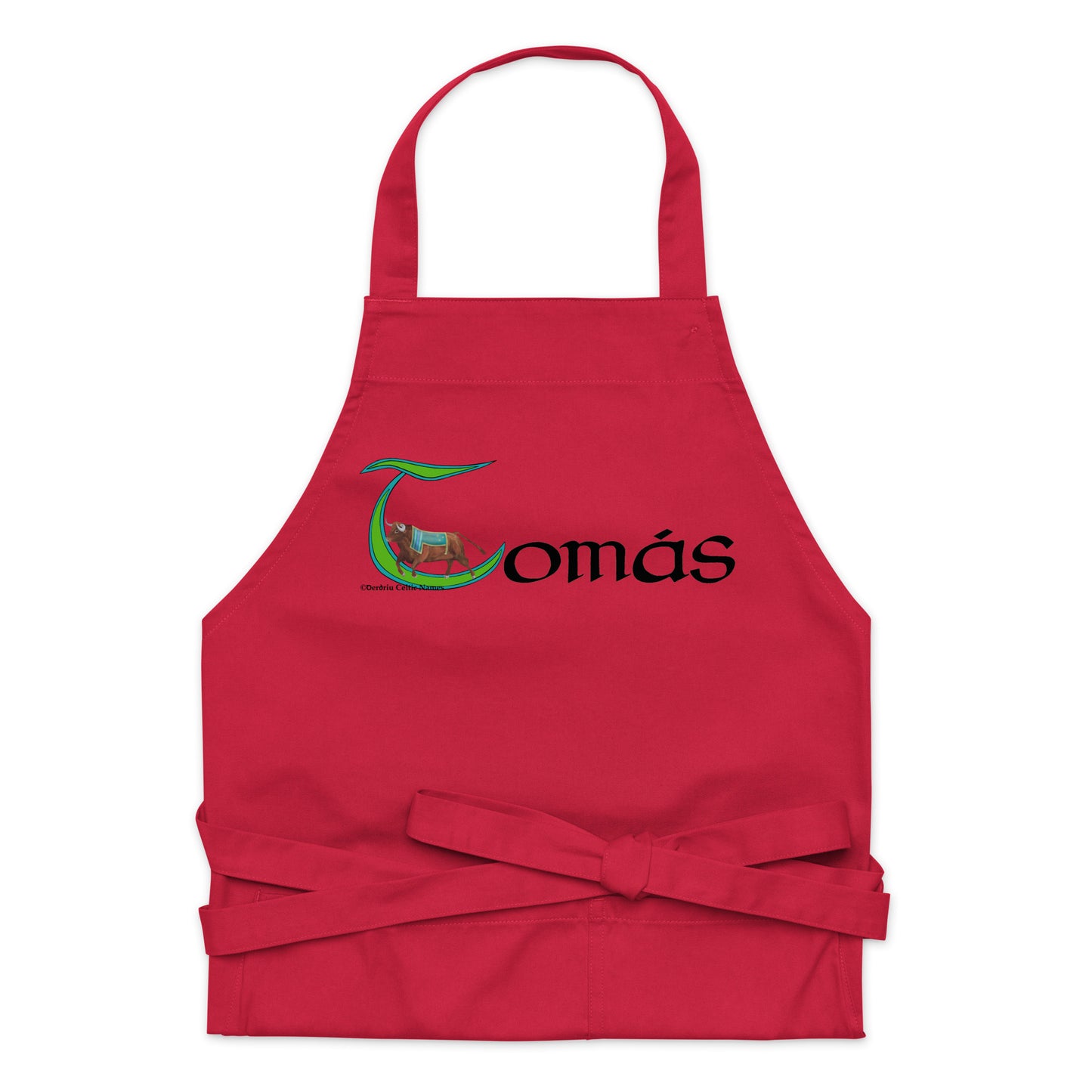 Tomás (Thomas)  - Personalized Organic cotton apron with Irish name Tomás (Free Shipping)