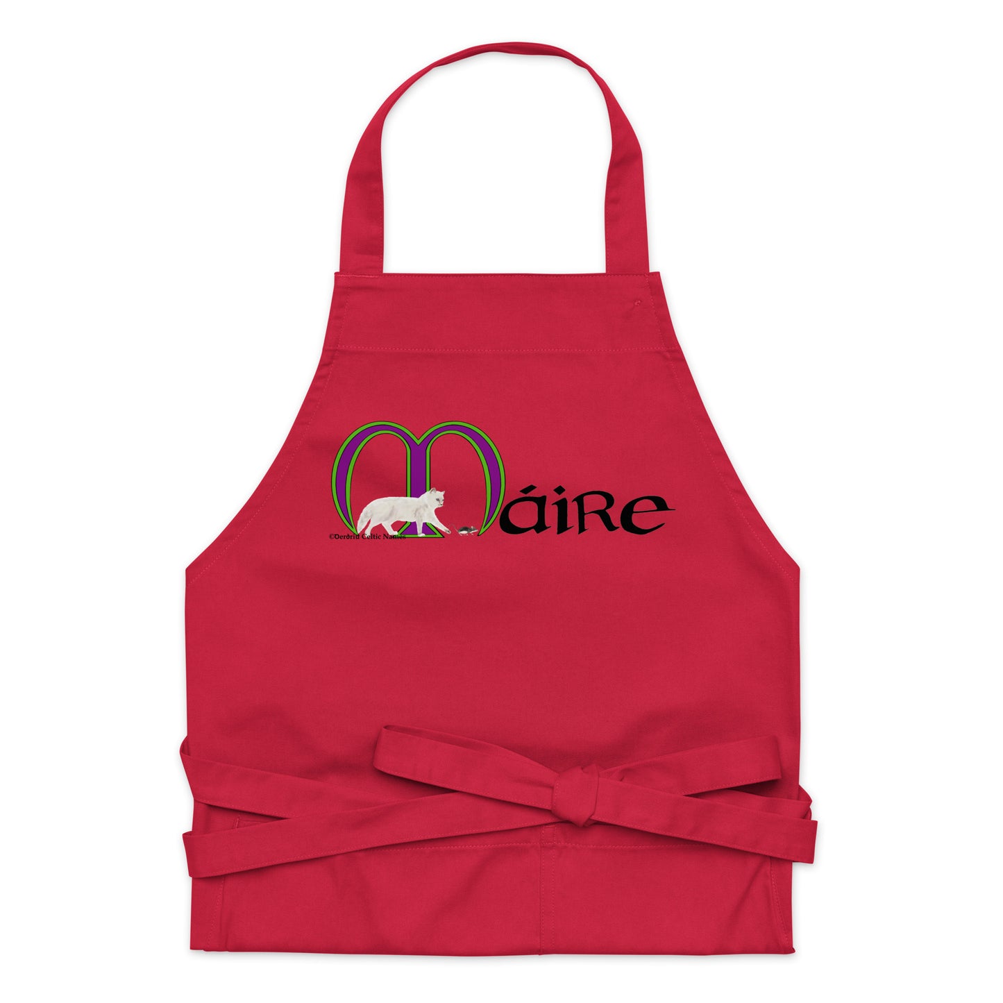 Máire (Mary)  - Personalized Organic cotton apron with Irish name Máire (Free Shipping)