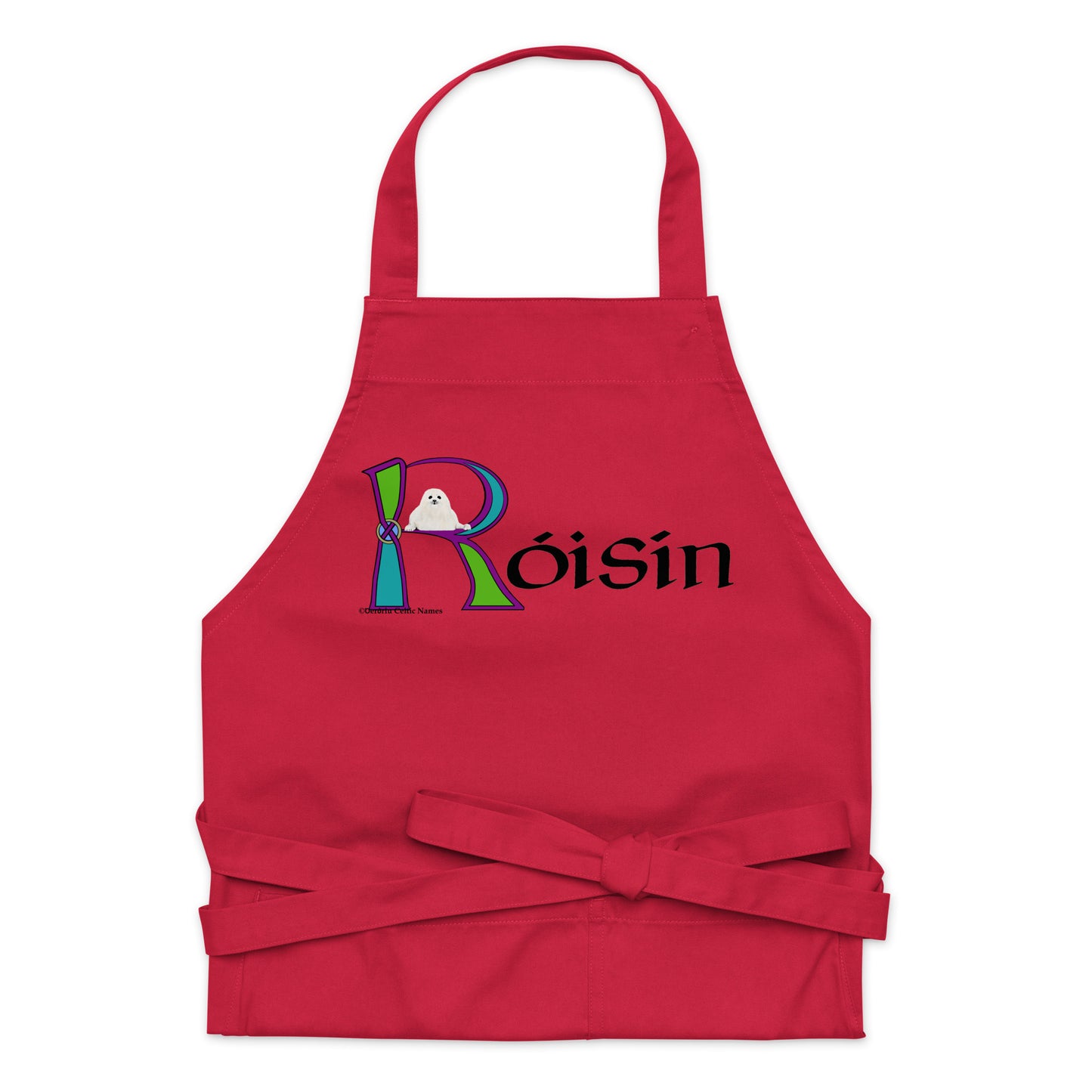 Róisín (Rose) - Personalized Organic cotton apron with Irish name Róisín (Free Shipping)