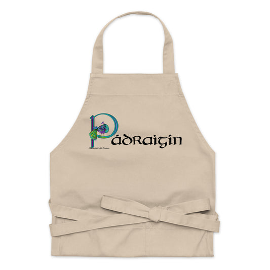 Pádraigín (Patricia)  - Personalized Organic cotton apron with Irish name Pádraigín (Free Shipping)