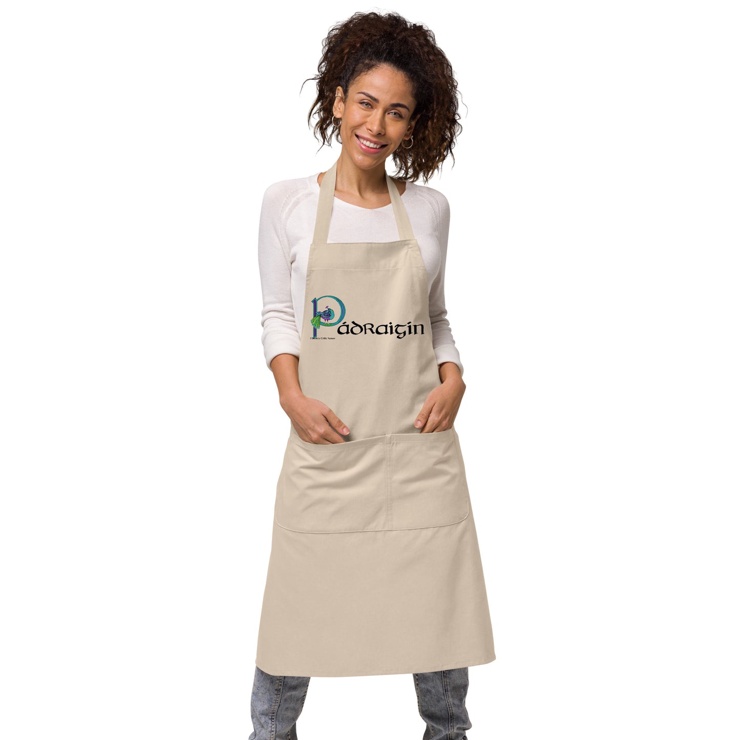 Pádraigín (Patricia)  - Personalized Organic cotton apron with Irish name Pádraigín (Free Shipping)