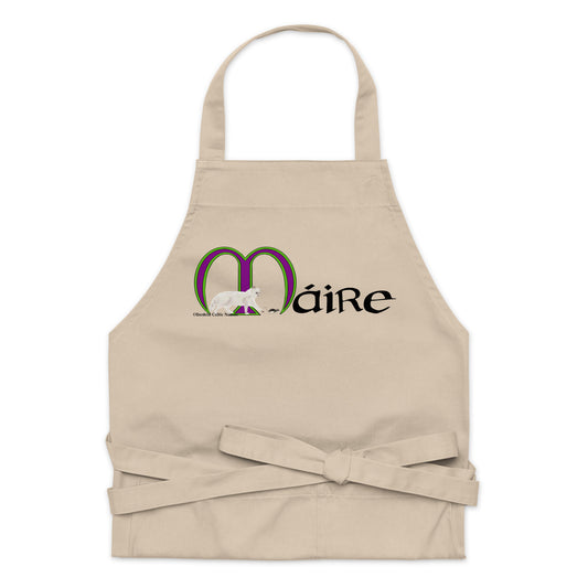 Máire (Mary)  - Personalized Organic cotton apron with Irish name Máire (Free Shipping)